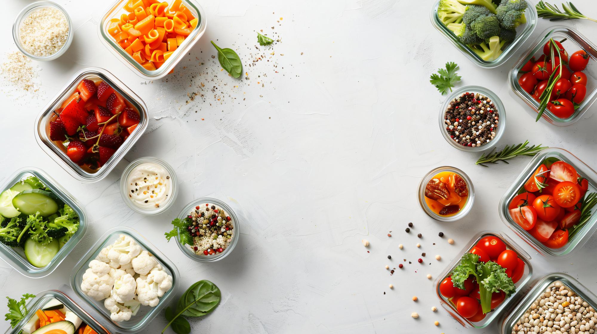 Meal kit components laid out on table